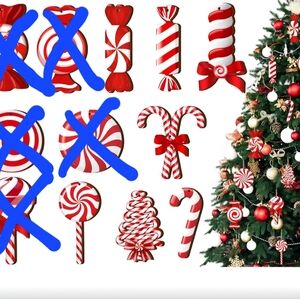 28 Pcs Double-Sided wooden Hanging peppermint candy Christmas /  New Years
